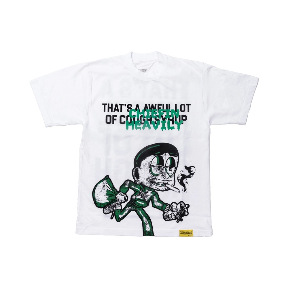 White Graphic Tee with Cartoon Print